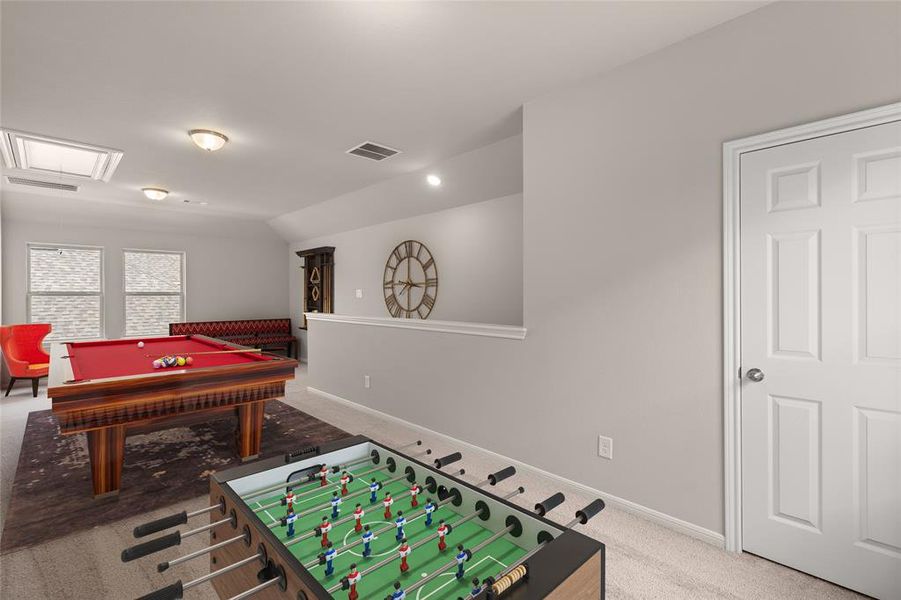 As you make your way upstairs this exceptional game room is a standout feature in this remarkable property, offering a space that combines luxury and fun for all ages.