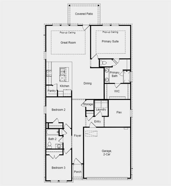 Structural options added include: pop up ceilings in Gathering Room and Primary Suite.