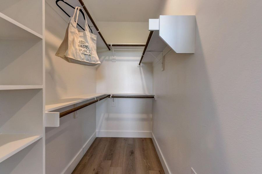 Master walk-in closet. *Model Home*