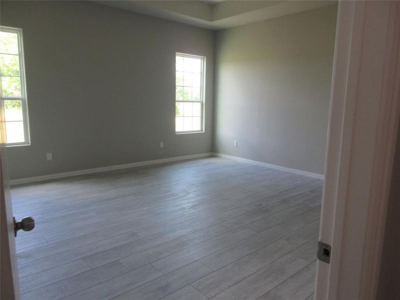 Empty room featuring a healthy amount of sunlight and light hardwood / wood-style floors