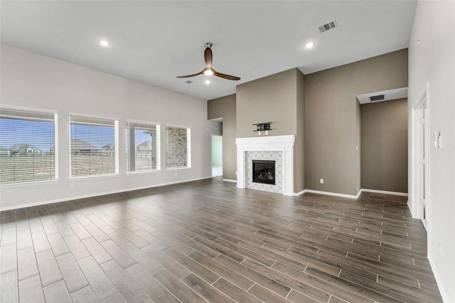 The view to the backyard is very impressive and overlooks the large covered patio.