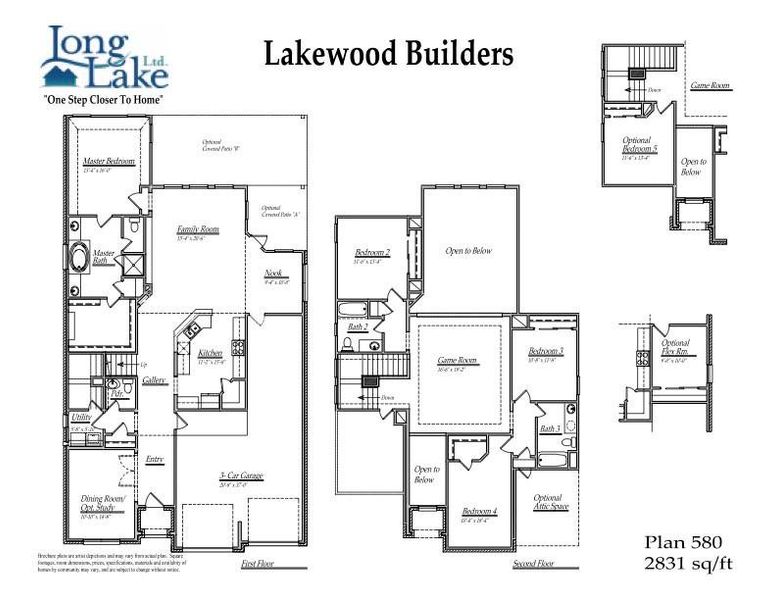 This floor plan features 4 bedrooms, 3 full baths, 1 half bath and over 2,800 square feet of living space.