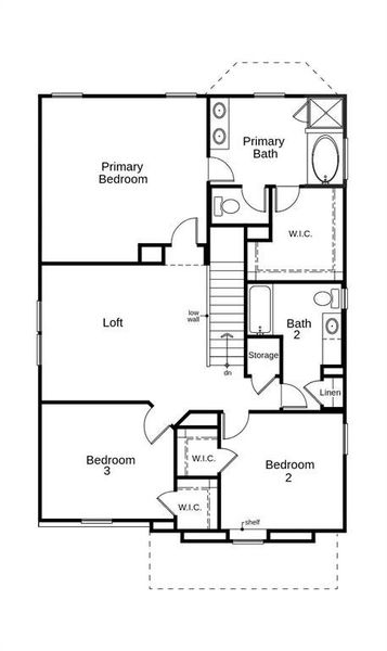 This floor plan features 3 bedrooms, 2 full baths, 1 half bath, and over 2,100 square feet of living space.