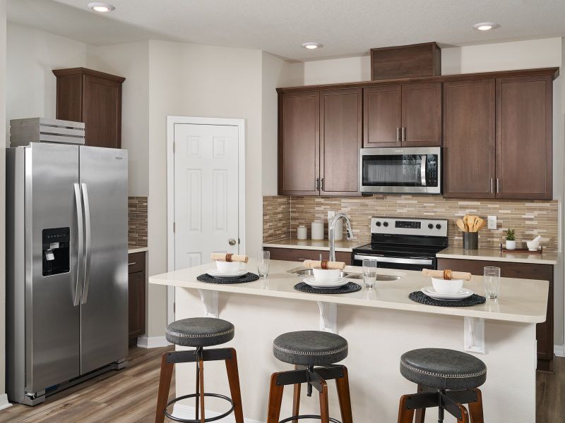 Kitchen of the Hurston plan modeled at Silver Springs Bungalows.