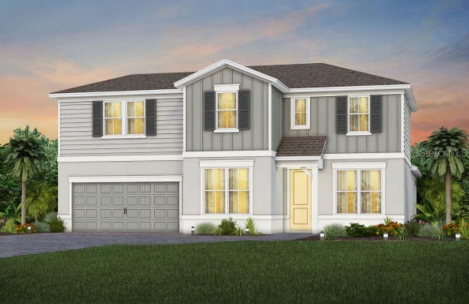 Exterior Design. Artistic rendering for this new construction home. Pictures are for illustrative purposes only. Elevations, colors and options may vary.