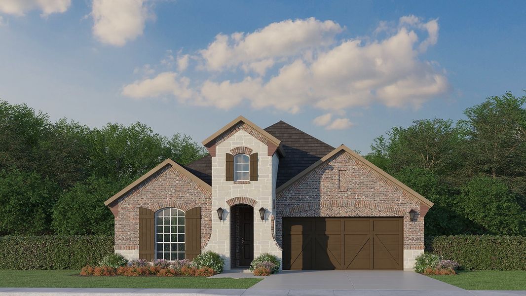 Plan 1529 Elevation C with Stone by American Legend Homes