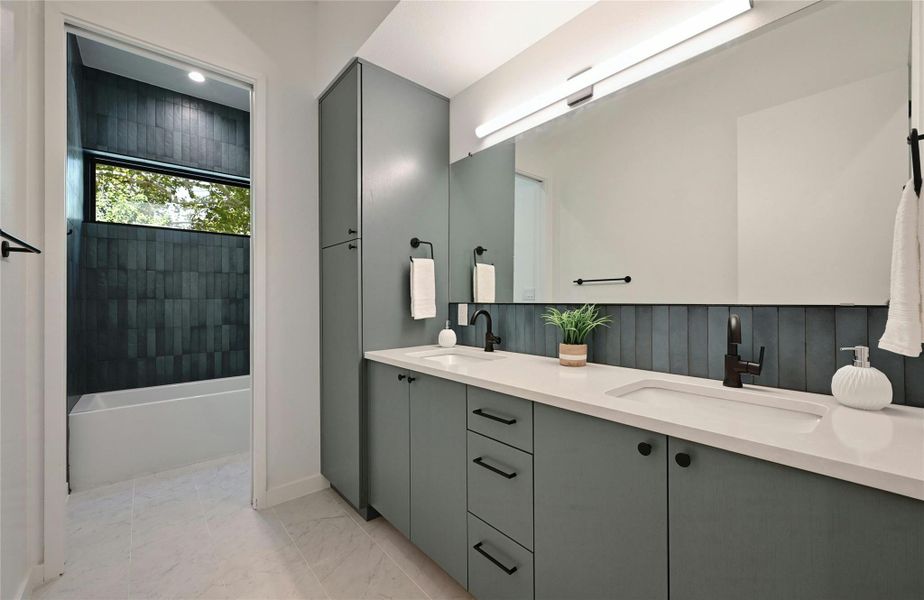 Secondary bathroom with tub and shower