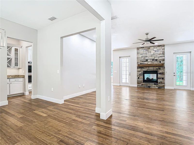 dining room, coffee bar, and great room