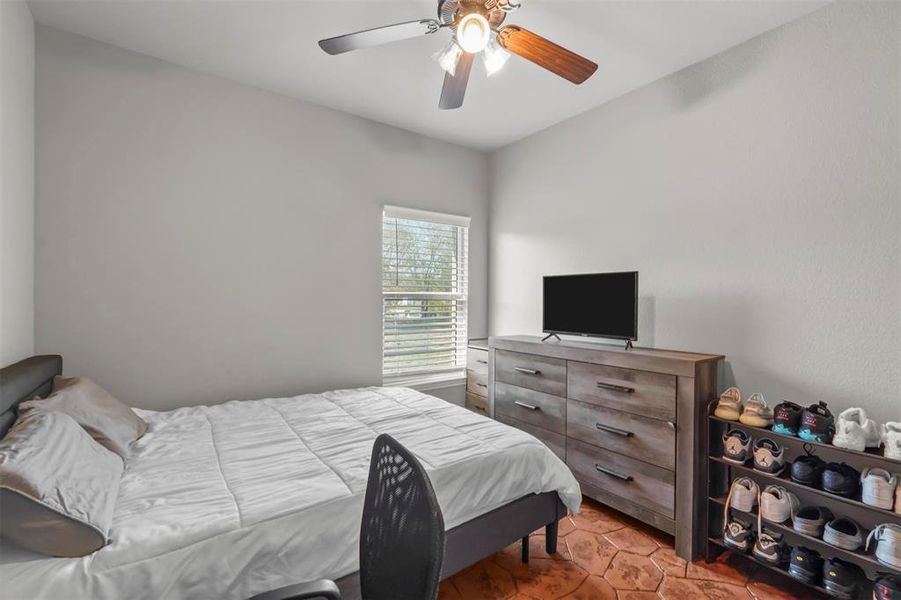 Bedroom 1 with ceiling fan