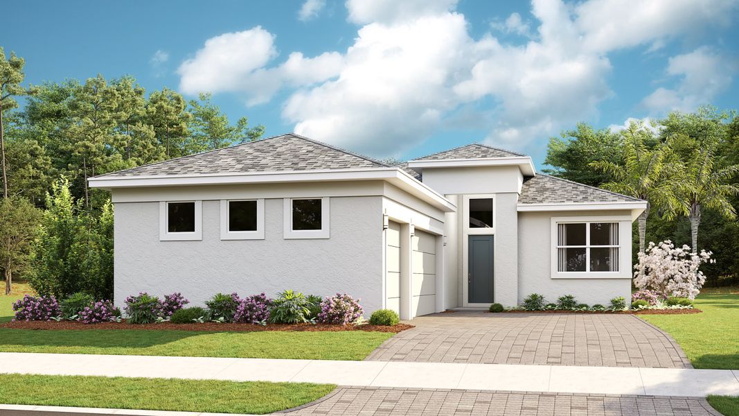 Elevation Transitional with 3-Car Garage