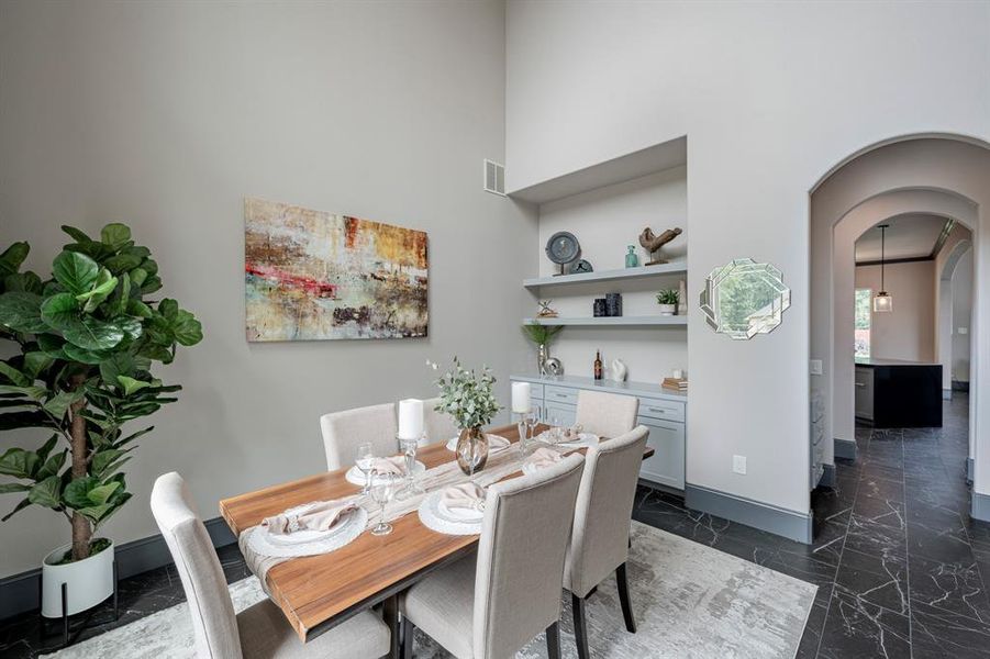 Another view of the formal dining with Built-ins