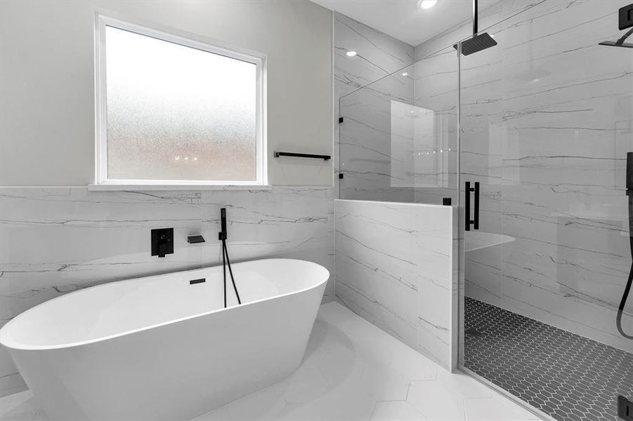 Relax in your large soaking tub