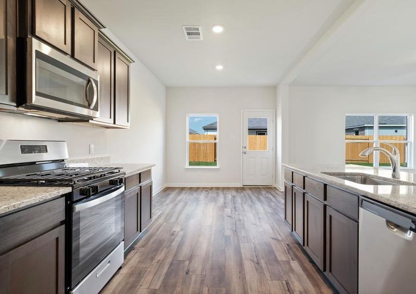 The kitchen of the Cypress has energy-efficient appliances.