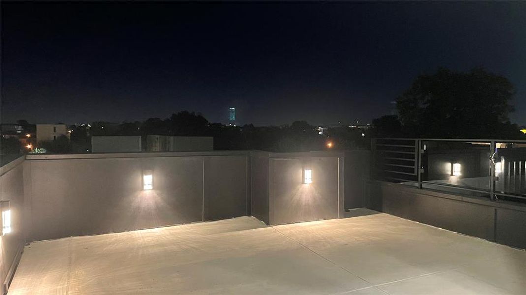 View of patio at night