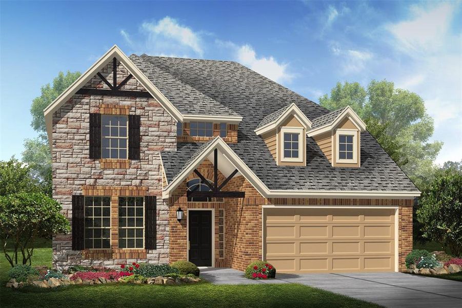 Stunning Walton II home design by K. Hovnanian Homes with elevation A in the beautiful community of Windrose Green. (*Artist rendering used for illustration purposes only.)