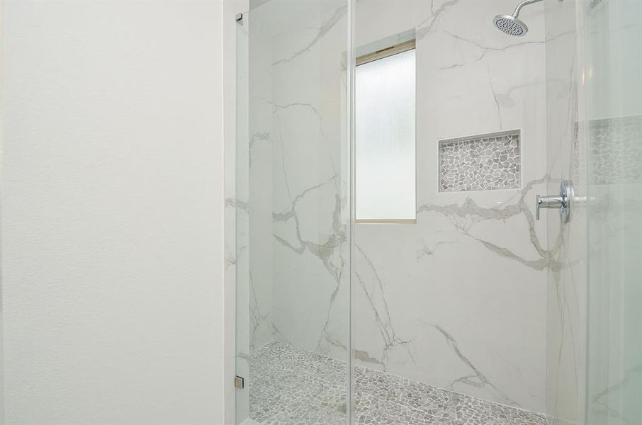 View of the luxury walk in shower.