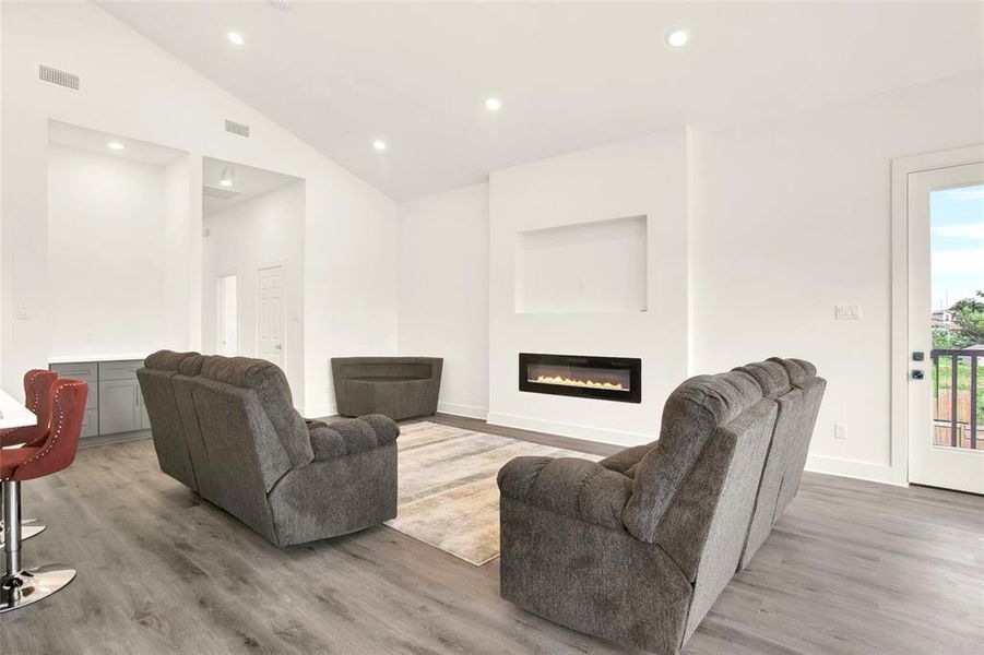 Cozy electric fire place in Family Room.