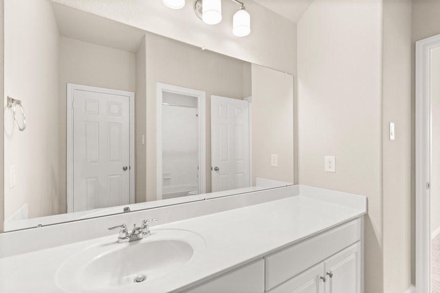 Secondary bath. Note: Sample product photo - actual exterior and interior selections may vary by homesite