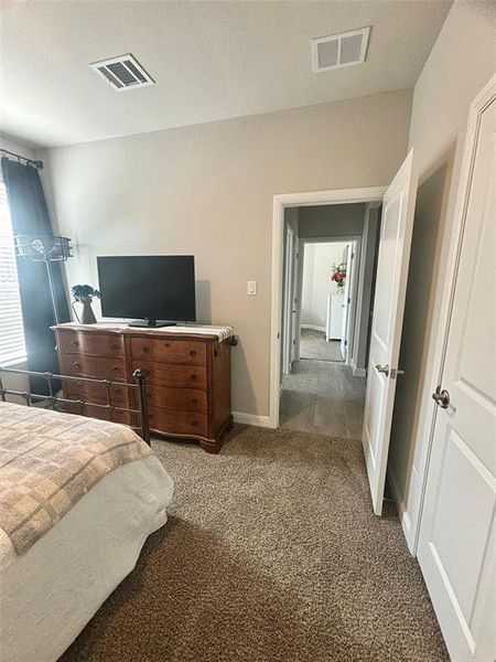 Bedroom with carpet flooring