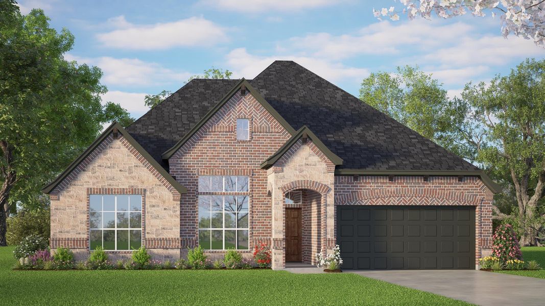 Elevation C with Stone | Concept 2040 at Belle Meadows in Cleburne, TX by Landsea Homes