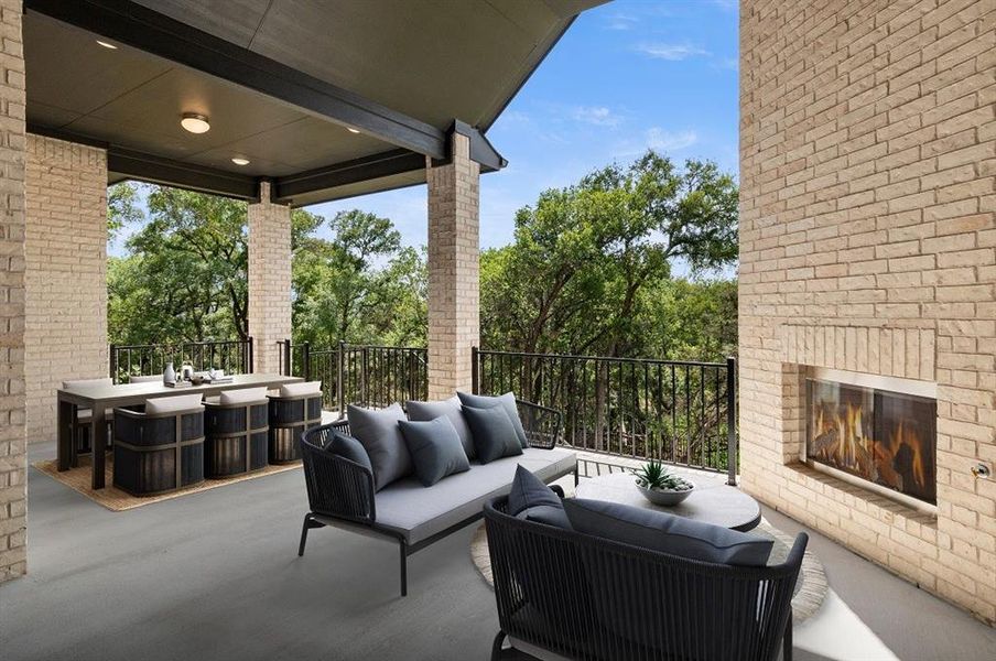 Virtually staged Covered Patio