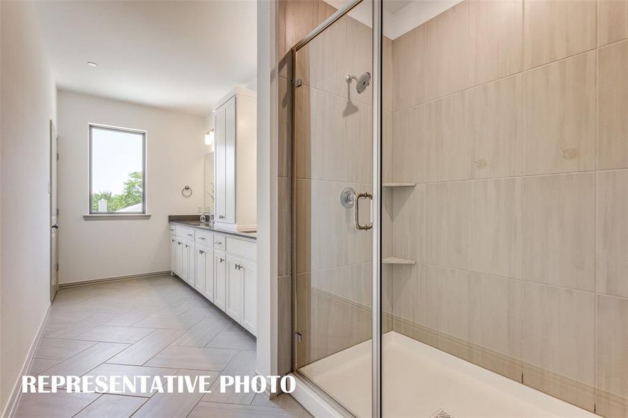 Your new owner's bath comes complete with an oversized, walk in shower.  REPRESENTATIVE PHOTO