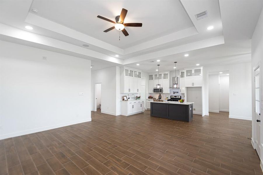 View of kitchen from living area.