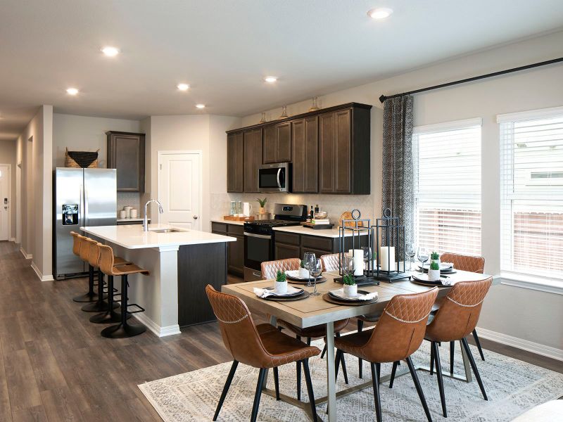 The combined kitchen and dining area make entertaining a breeze.