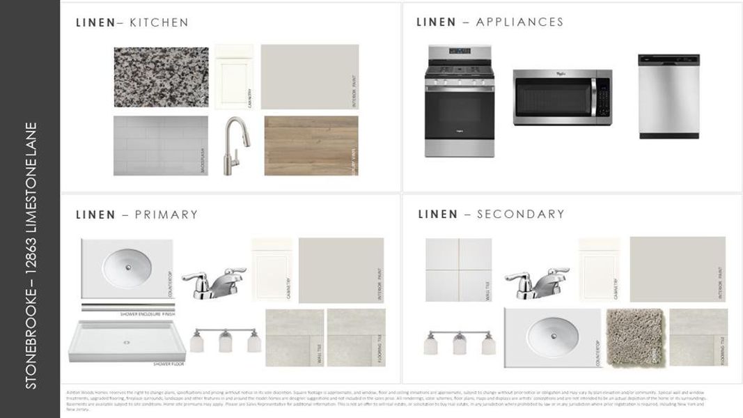 Some of the beautiful selections that will be featured in your home.
