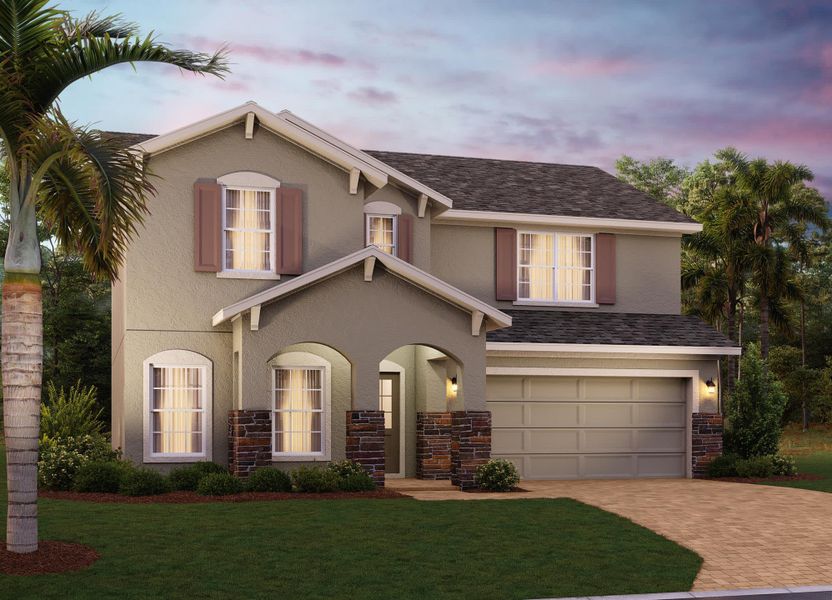 Newcastle Stone Elevation 3 | Harrell Oaks in Orlando, FL by Landsea Homes