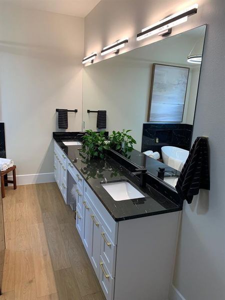 Bathroom with vanity, , and a bathing tub