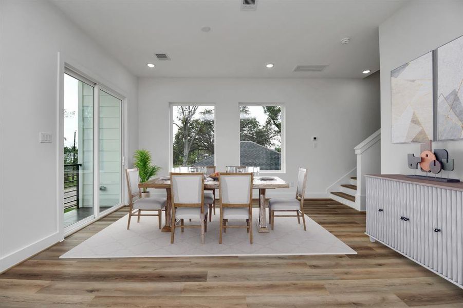 Virtually staged dining area