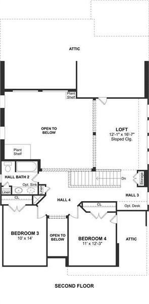 The Ashville floor plan by K. Hovnanian® Homes. 2nd Floor shown. *Prices, plans, dimensions, features, specifications, materials, and availability of homes or communities are subject to change without notice or obligation.