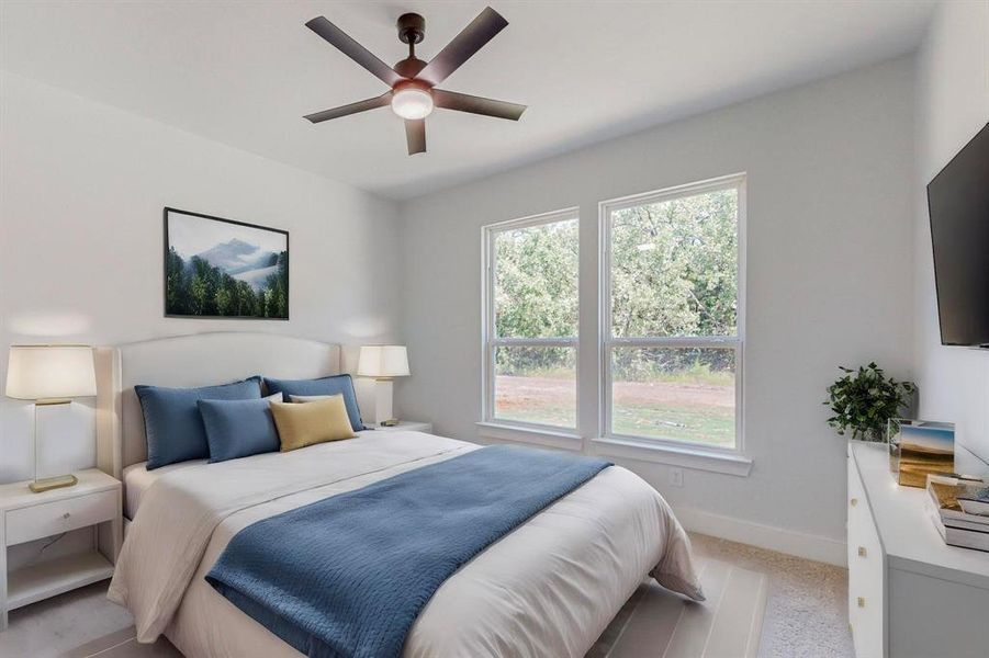 Staged Bedroom #2 featuring ceiling fan