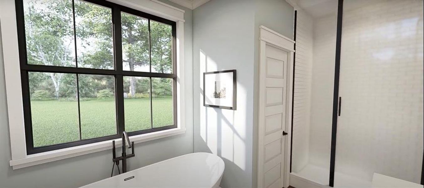 Soak in master tub, separate from the shower which will have frameless glasswork.