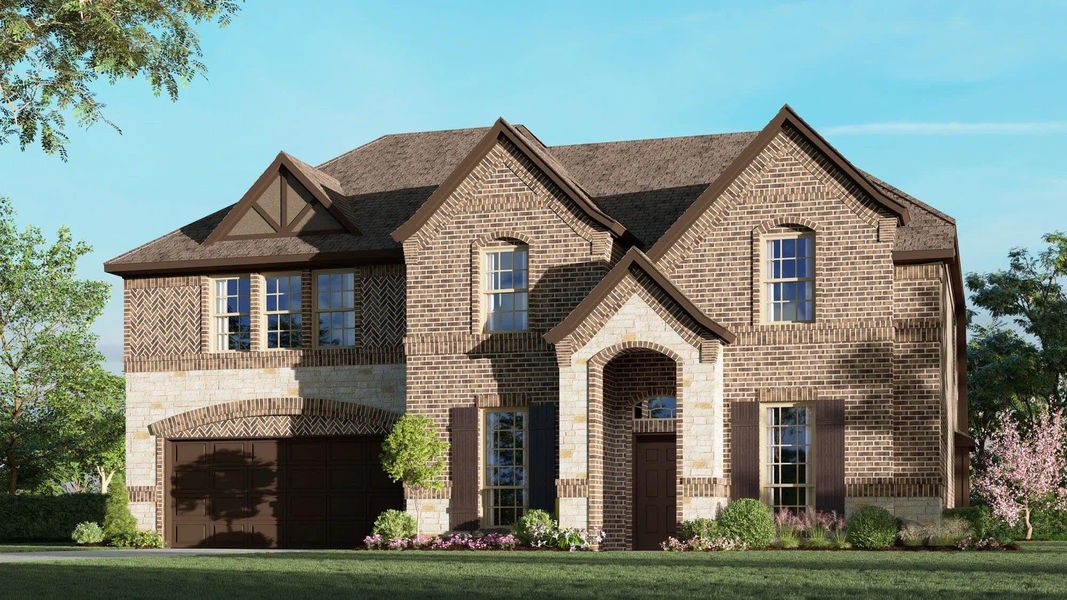 Elevation A with Stone | Concept 3135 at Oak Hills in Burleson, TX by Landsea Homes
