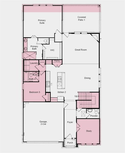 Structural options include: extended primary suite, walk in shower at primary, covered patio, 5th bedroom and 4th bathroom in lieu of tandem, media room, open stairs at first floor, and study in lieu of flex.