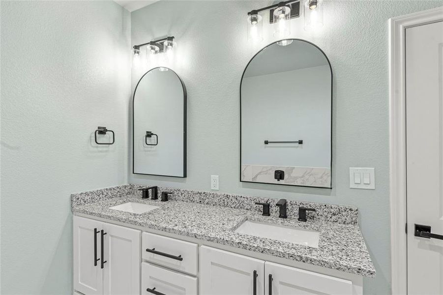 Master Bath double sink vanity with granite countertops