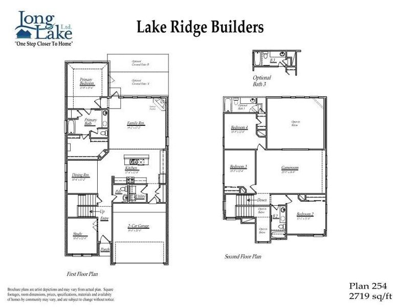 Plan 254 features 4 bedrooms, 2 full baths, 1 half bath and over 2,700 square feet of living space.