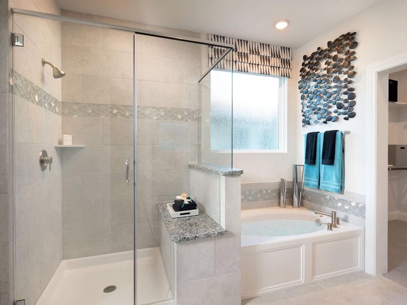 Let the stress of the day melt away in your large soaking tub.