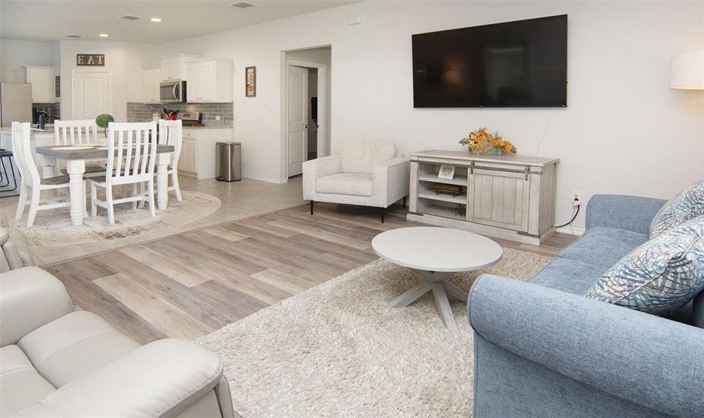 Living room featuring light wood-type flooring