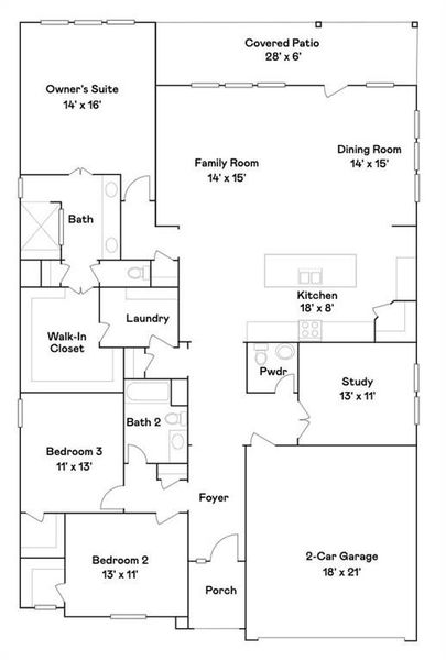 Open and Spacious One Story Cabot Plan