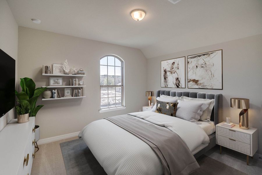 Secondary bedroom. Note: Sample product photo - actual exterior and interior selections may vary by homesite