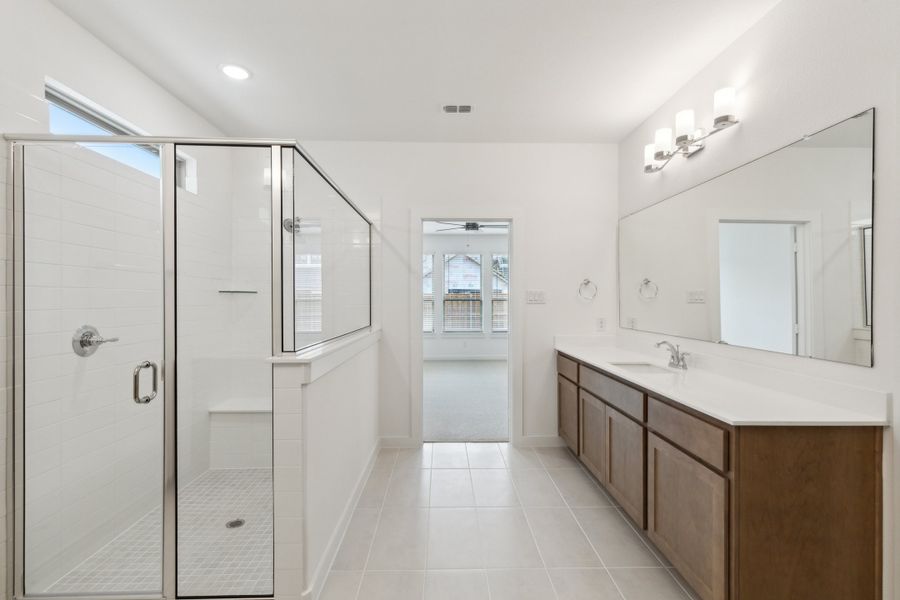 Primary Bathroom in the Presley II home plan by Trophy Signature Homes – REPRESENTATIVE PHOTO