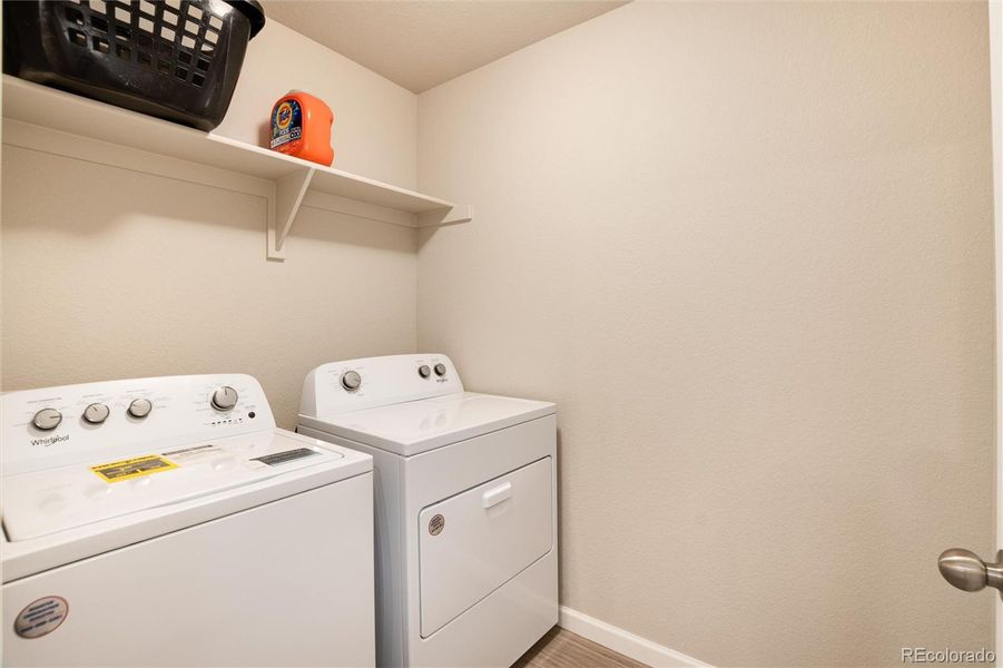 Convenient bedroom level laundry.