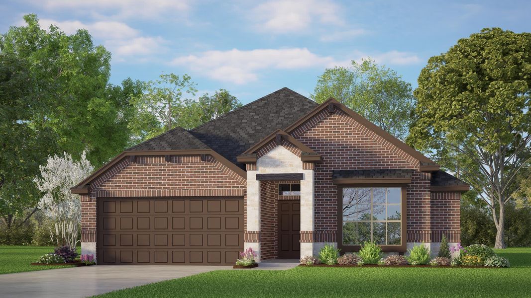 Elevation C with Stone | Concept 1455 at Summer Crest in Fort Worth, TX by Landsea Homes