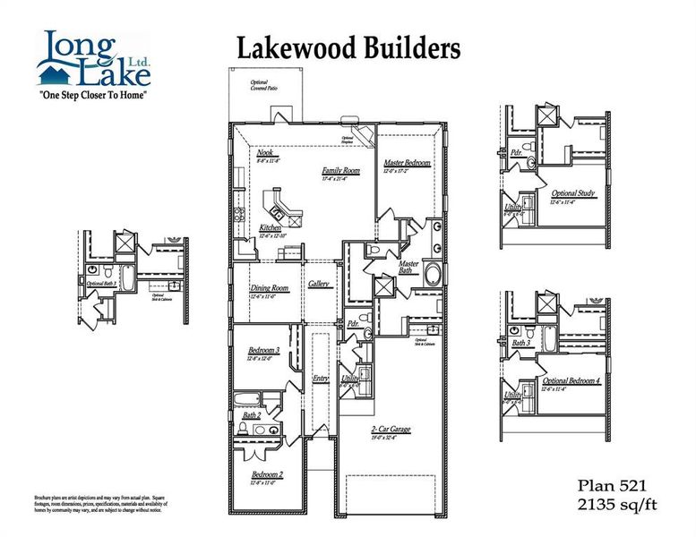 Plan 521 features 3 bedrooms, 2 baths, 1 half bath and over 2,100 square feet of living space.