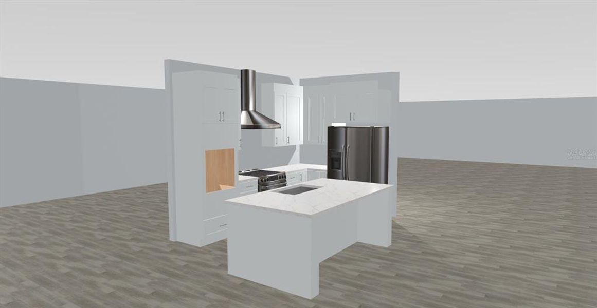 3D image of virtually staged Kitchen