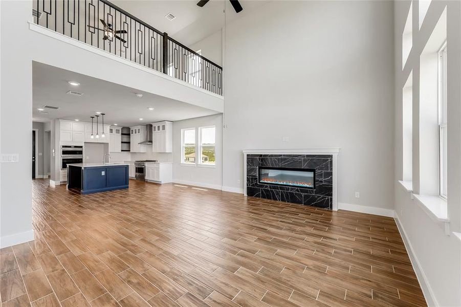 The open spaces allow seamless floor throughout the home.