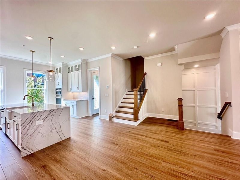 Dining room separates your living room from your kitchen ideally placed in the back of home